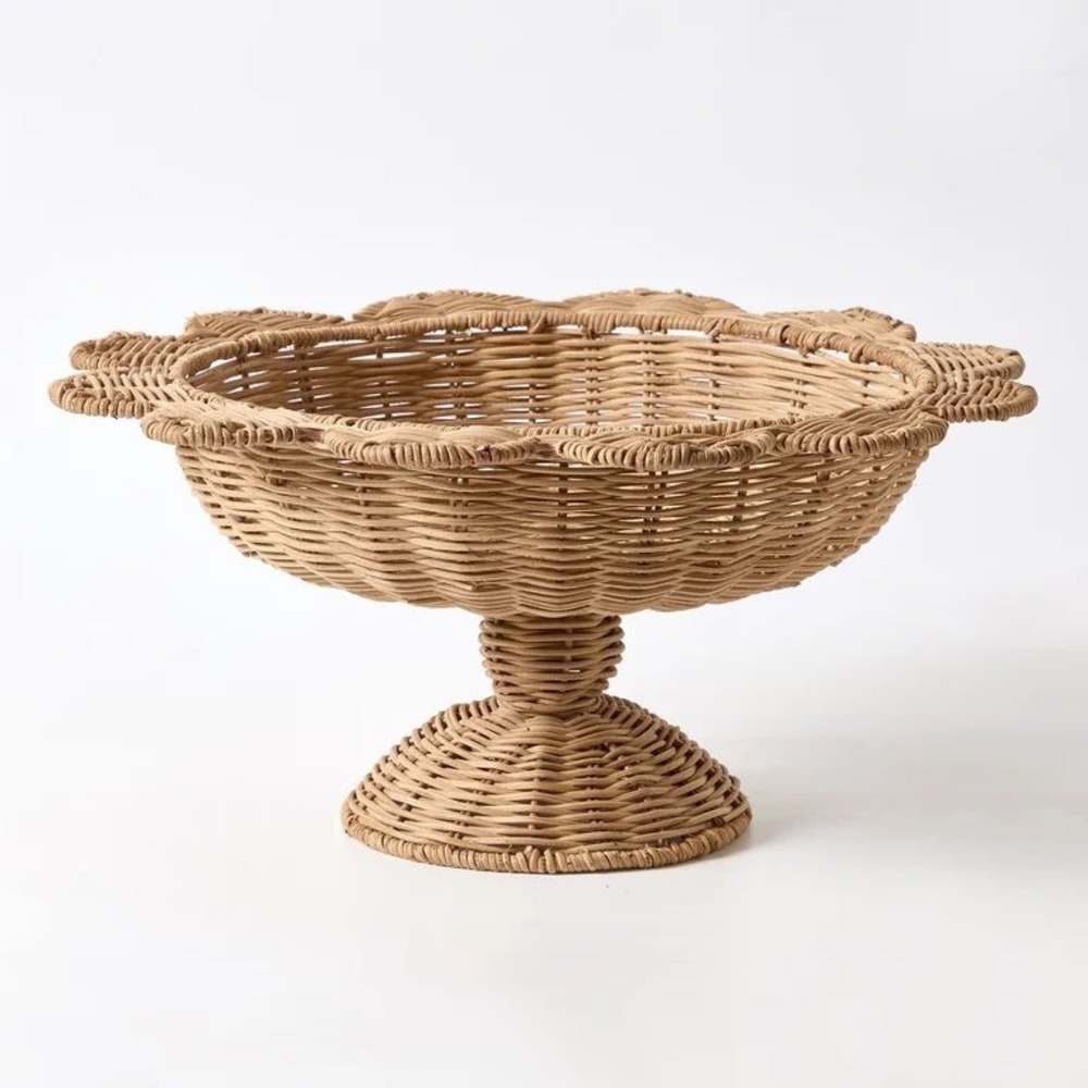My Texas House Rattan Scalloped Pedestal Bowl Centerpiece, Summer 2026‎
